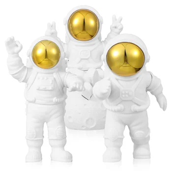 3 Adet Astronot Figürleri Spacemen Heykelleri Uzay Temalı Astronot Heykelcik Heykeller Süsler