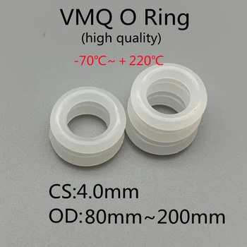 Beyaz silikon halka Kalınlığı 4 O Ring Conta Silikon Sızdırmazlık O-ringleri VMQ Yıkayıcı O'ring Seti Çeşitler Kiti O'ring 10 adet