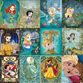 Disney Prenses Elmas Sanat Boyama Tam Matkaplar Mozaik Boya Nakış Elmas El Yapımı Mücevher Çapraz Dikiş Yetişkinler El Sanatları