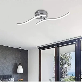 LED Tavan Lambası, Dalga şeklinde Tavan Lambası, 2 LED Panoları 4000K Nötr Beyaz 12W 1100 Lümen Modern LED Lamba Oturma Odası için