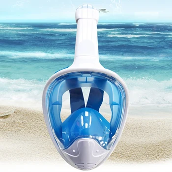 Mavi Dalış Maskesi Yetişkin Şnorkel Yüzme Dalış Maskesi Geniş Görüş Anti-Sis Anti-Kaçak
