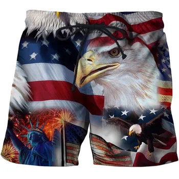 Moda 3D baskılı Bayrak Şort erkek elastik kemer pantolon Hızlı kuru erkek Plaj yaz erkek yüzme rahat şort