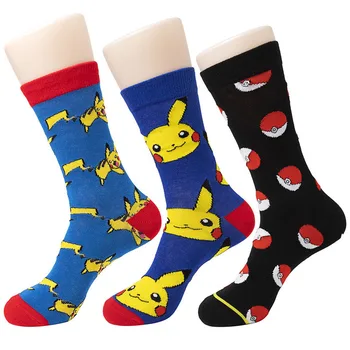 Pokemon Pikachu Poke Topu erkek çorap Trend Orta Tüp Çorap Anime Figürü Unisex Atletik Çorap Harajuku Nefes Çorap Hediyeler