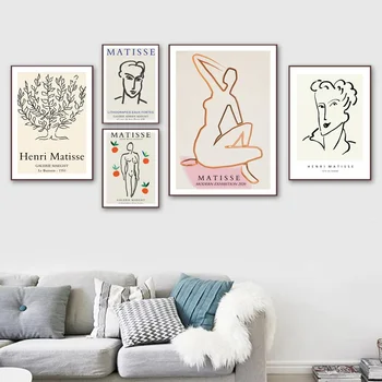 Vintage Soyut Matisse Hattı Vücut Figürü duvar sanatı tuval yağlıboya İskandinav Posterler Ve Baskılar Duvar Resimleri Için Oturma Odası Dekor