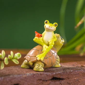 Yaratıcı Hayvan Kurbağa Reçine Heykeli Bahçe Figürleri Minyatür Mikro Peyzaj Ev Oturma Odası Masaüstü Dekorasyon Aksesuarları