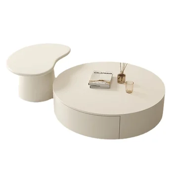 YY Beyaz yuvarlak çay masası Oturma Odası Ev Basit Modern Küçük Daire